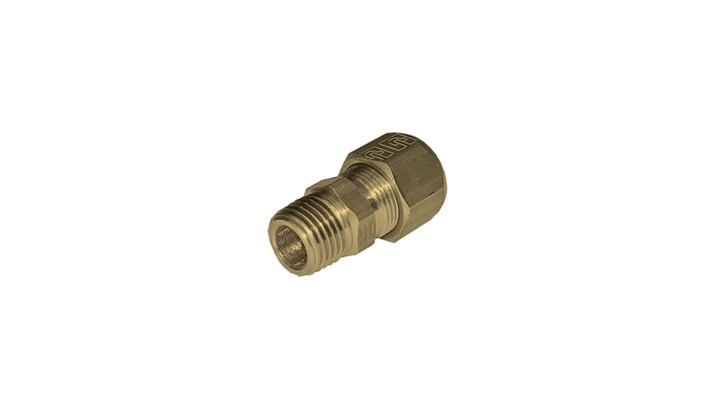 Legris Brass Pipe Fitting, Straight Compression Stud Fitting, Male BSPT 1/8in 6mm