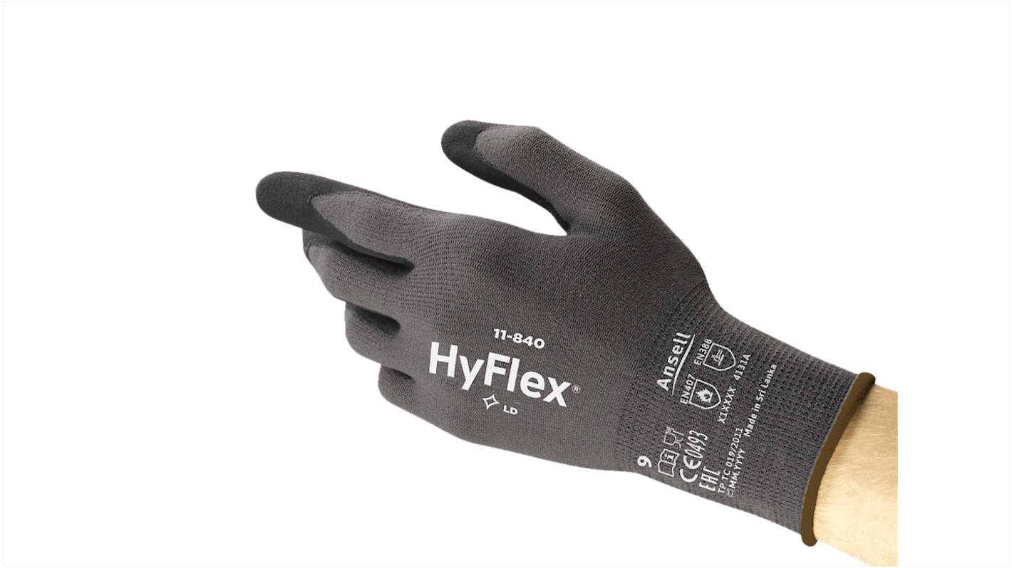 Ansell HyFlex 11-840 Grey Nylon, Spandex Assembly of Small Pieces, General Handling, Packaging, Quality Inspection Work