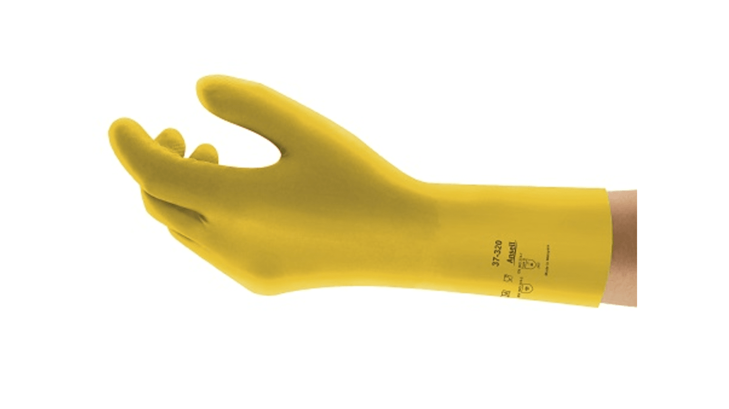 Ansell AlphaTec 37-320 Yellow Nitrile Food Industry Work Gloves, Size 7, Nitrile Coating