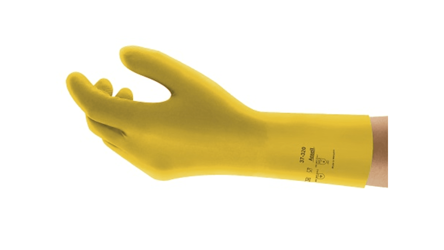 Ansell AlphaTec 37-320 Yellow Nitrile Food Industry Work Gloves, Size 8, Nitrile Coating