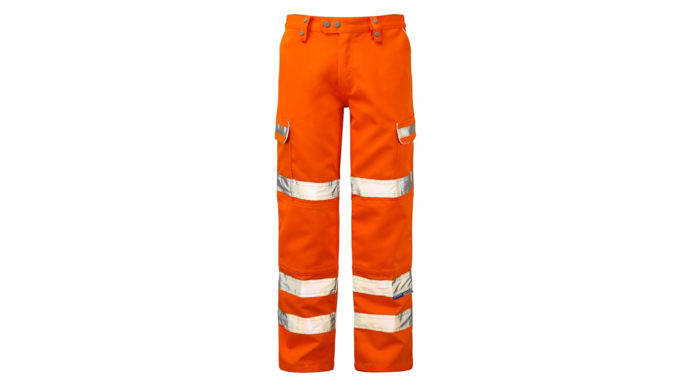 PULSAR PR336 Orange Water Repellent Hi Vis Trousers, 48in Waist Size
