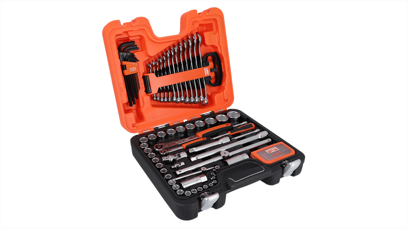 Bahco 96-Piece Imperial 1/2 in, 1/4 in Bit Socket Set with Ratchet, Hex Bit