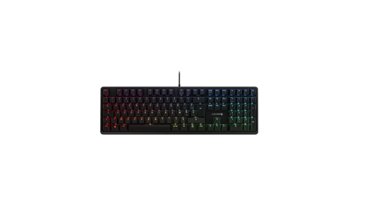 Klawiatura przewodowa, kolor: Czarny, USB, AZERTY (Francja), Cherry