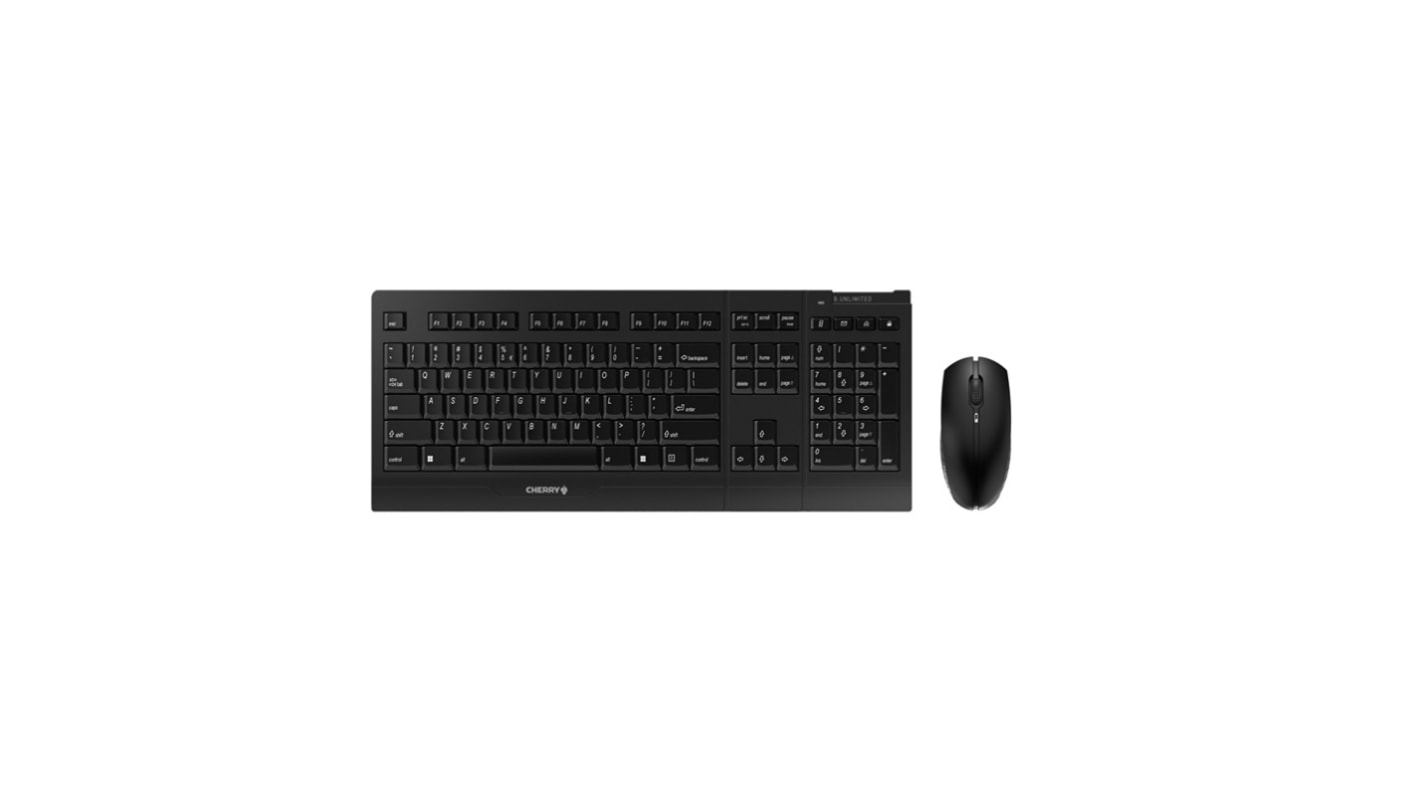 Juego de teclado y ratón Cherry JD-0410EU-2, Negro, Inalámbrico, QWERTY (EU), Ergonómico