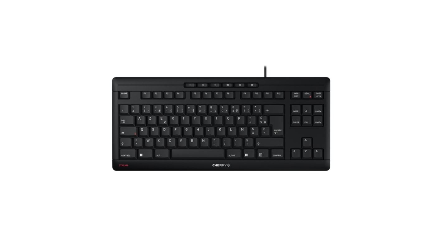 Cherry STREAM KEYBOARD TKL Wired USB Keyboard, AZERTY (France), Black