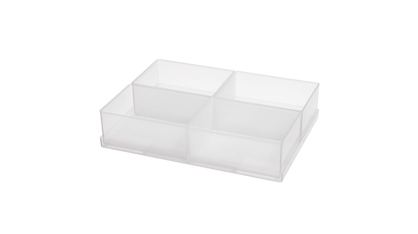 Raaco Einsatz, Polypropylen Transparent, 4 Fächer verstellbar, 47mm x 220mm x 160mm