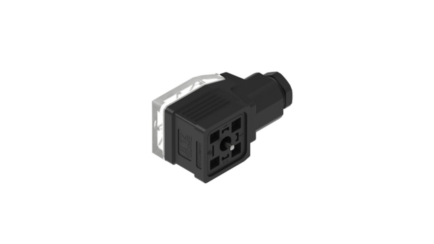 Conector DIN En Ángulo Hembra Hirschmann serie GDME de 3 vías, 16A, 230 V ac/dc, DIN EN 175301-803-A, IP65