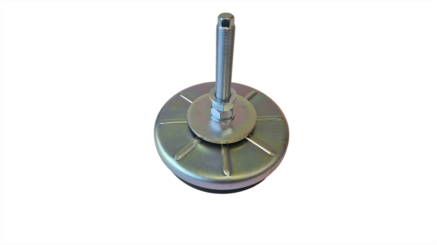 Serious 20mm 200mm Dia. Natural Rubber Levelling Adjustable Foot, 5500kg Static Load Capacity