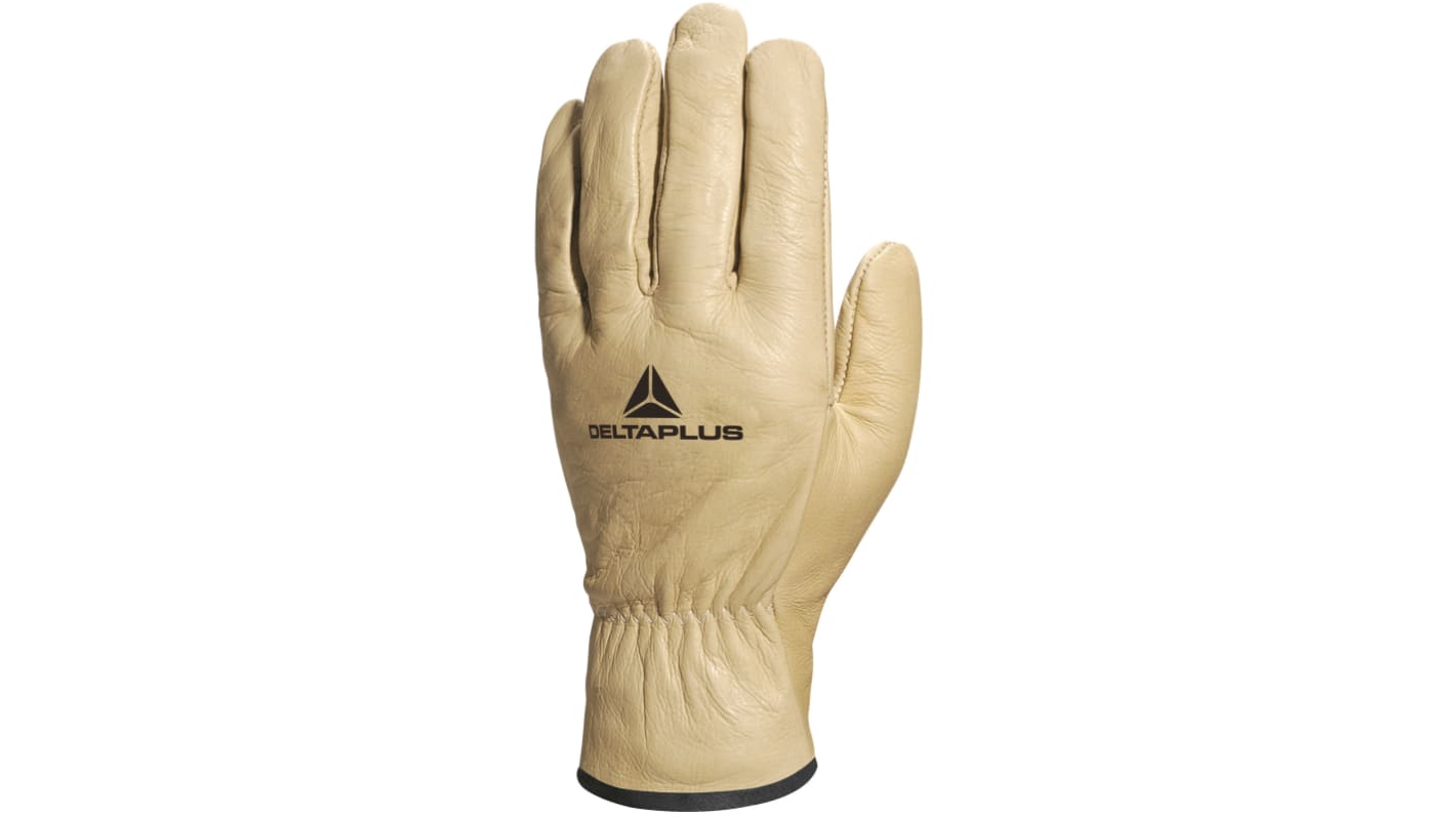 Guantes de trabajo de Piel Beige Delta Plus serie FB149, talla 10, Resistentes a la abrasión, Resistentes al corte,