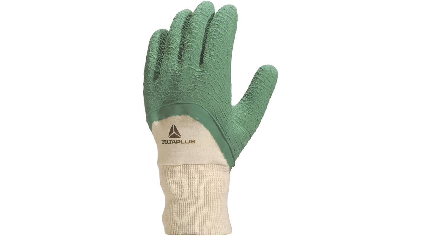 Delta Plus LA500 Green Cotton Waterproof Work Gloves, Size 7, Latex Coating