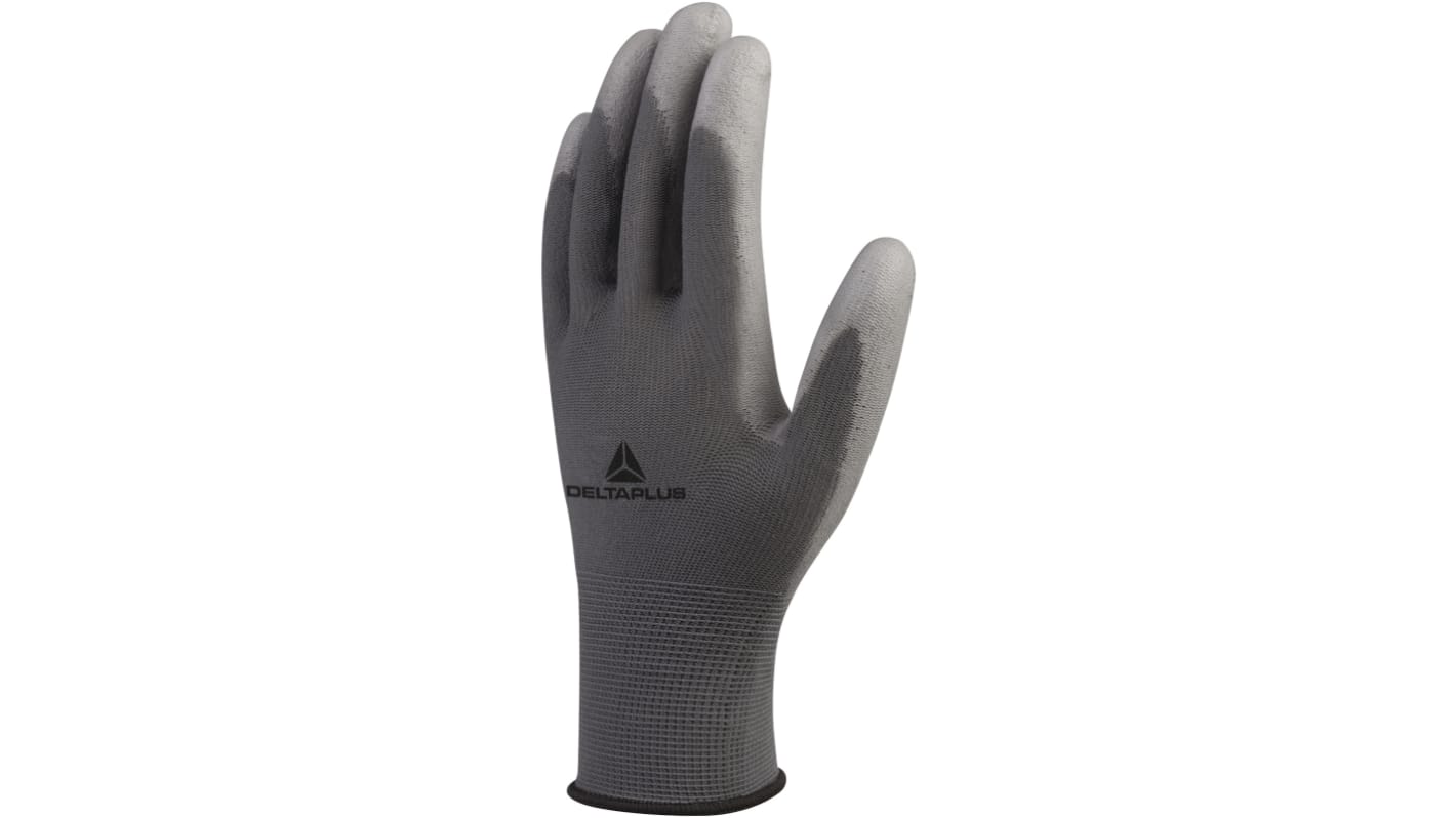 Delta Plus VE702GR Grey Polyamide Abrasion Resistant, Cut Resistant, Tear Resistant Work Gloves, Size 8, Polyurethane