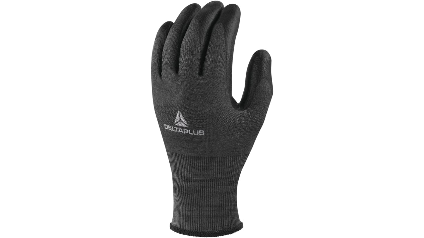 Delta Plus VENICUTD05 Black DELTANOCut Fiber Cut Resistant Work Gloves, Size 8, Polyurethane Coating