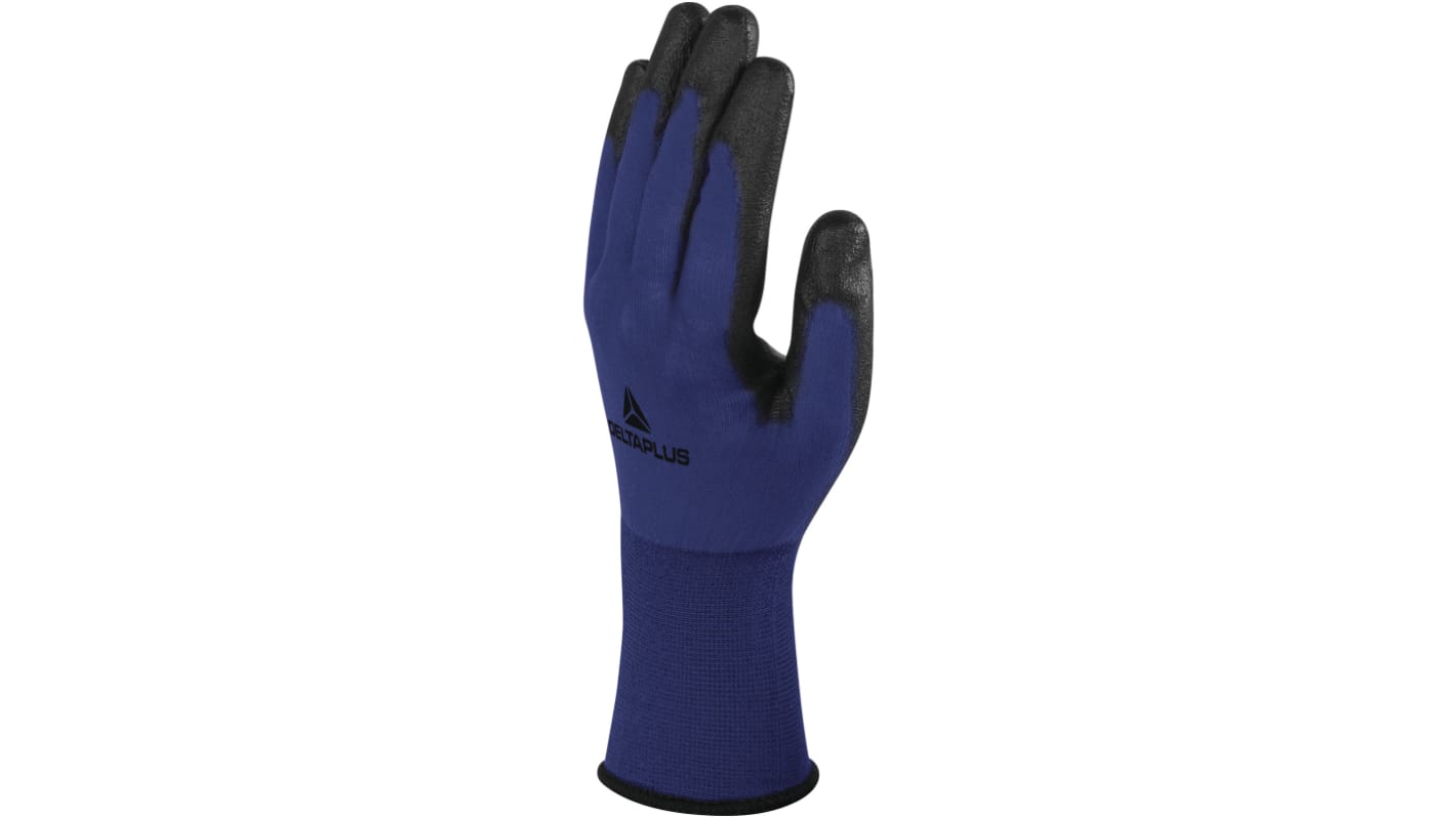 Guantes de trabajo de Poliamida Azul Delta Plus serie VV704, talla 9, con recubrimiento de Poliuretano, Resistentes a