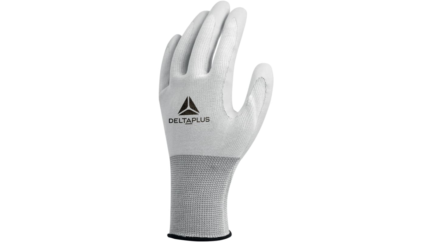 Delta Plus VV712BC Grey, White Polyamide Abrasion Resistant, Cut Resistant, Puncture Resistant Work Gloves, Size 6,
