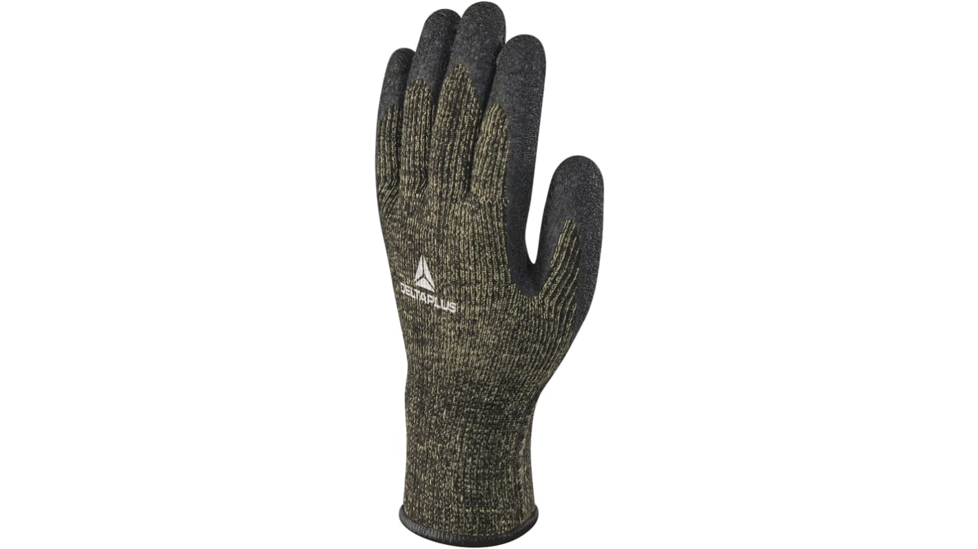 Delta Plus ATONVV731 Black Polycotton Cut Resistant Work Gloves, Size 8, Latex Coating