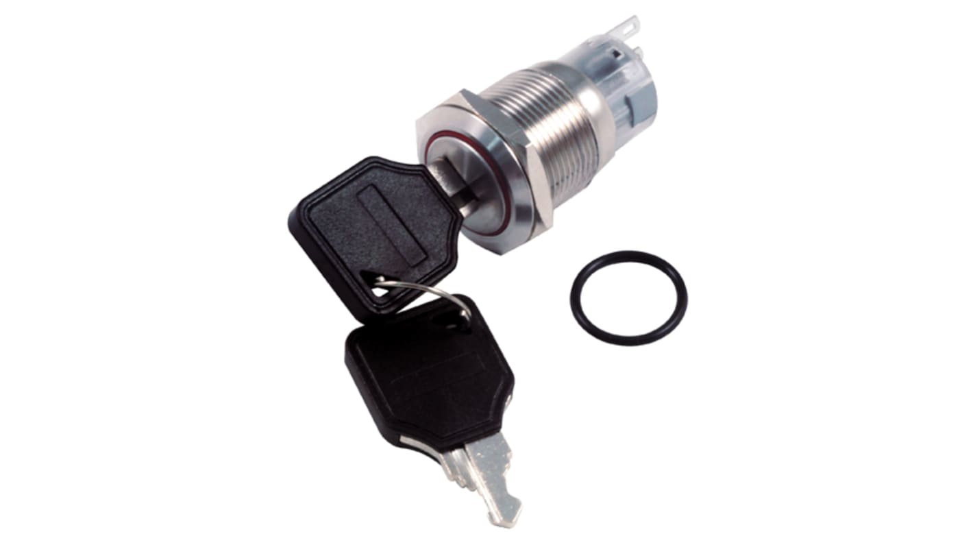 RS PRO IP40 Key Switch, SPDT, 5A 2-Way Flat-Key