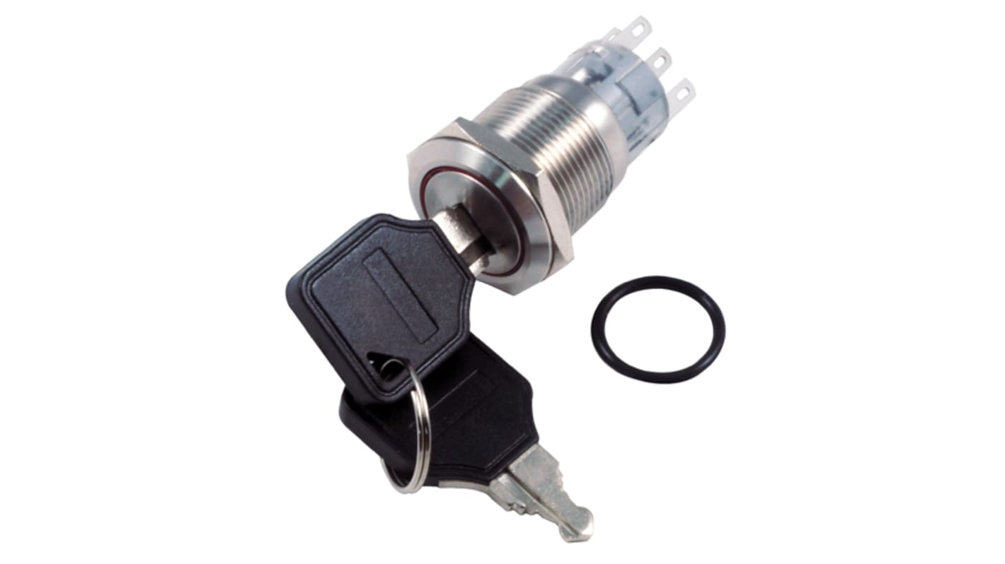 RS PRO IP40 Key Switch, DPDT, 5A 2-Way Flat-Key