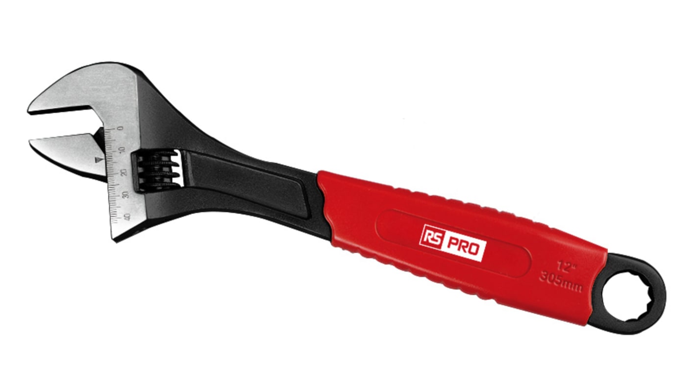 RS PRO Adjustable Spanner, 310 mm Overall, 41mm Jaw Capacity, Plastic Handle
