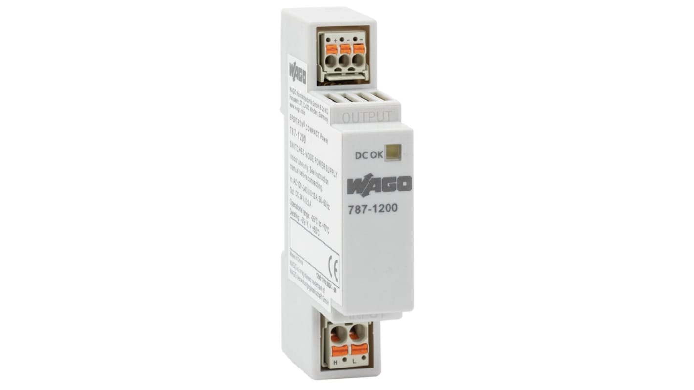 WAGO DIN Rail Power Supply, 230V, 24V dc, 0.5A Output