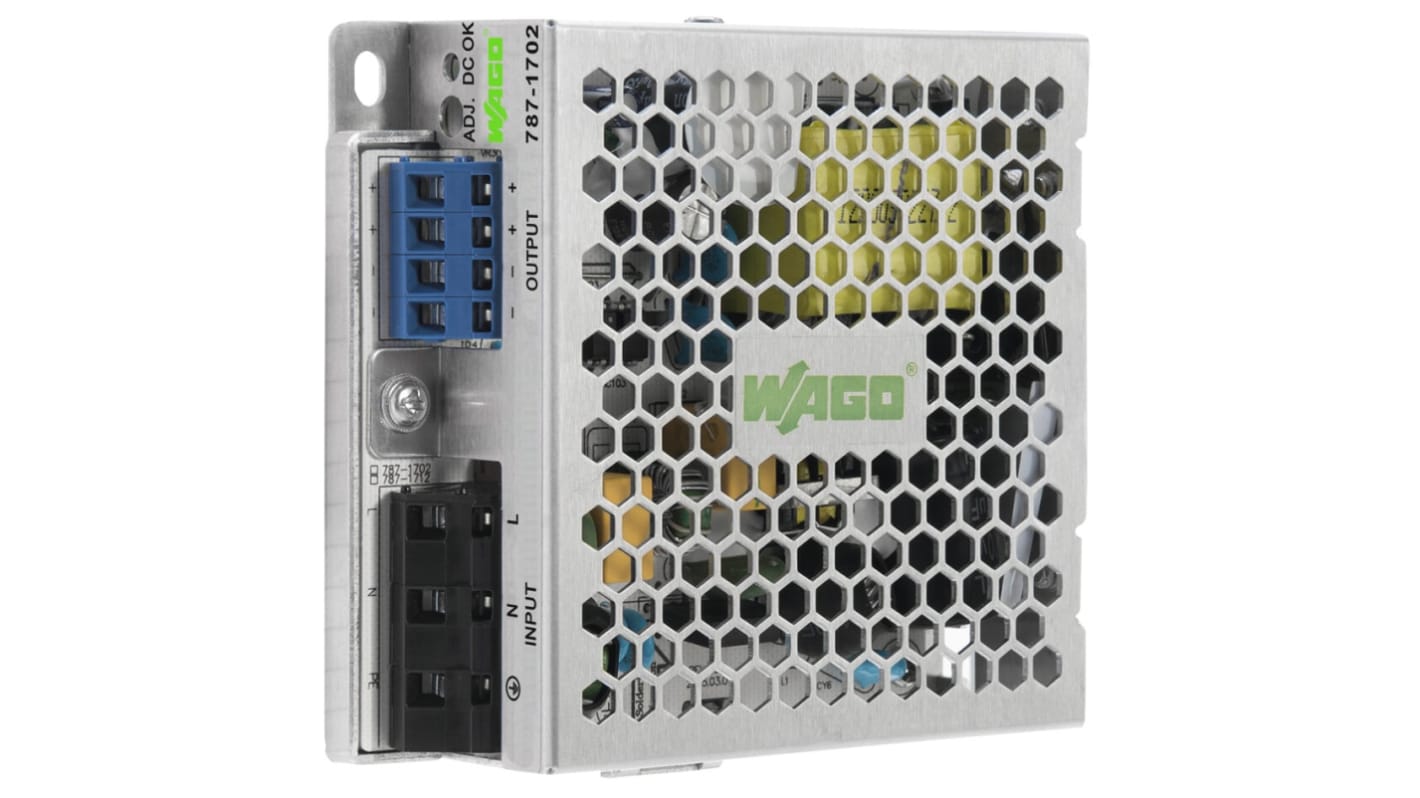 WAGO Switching Power Supply, 787-1702, 24V dc, 1A, Dual Output, 125 → 375V Input Voltage