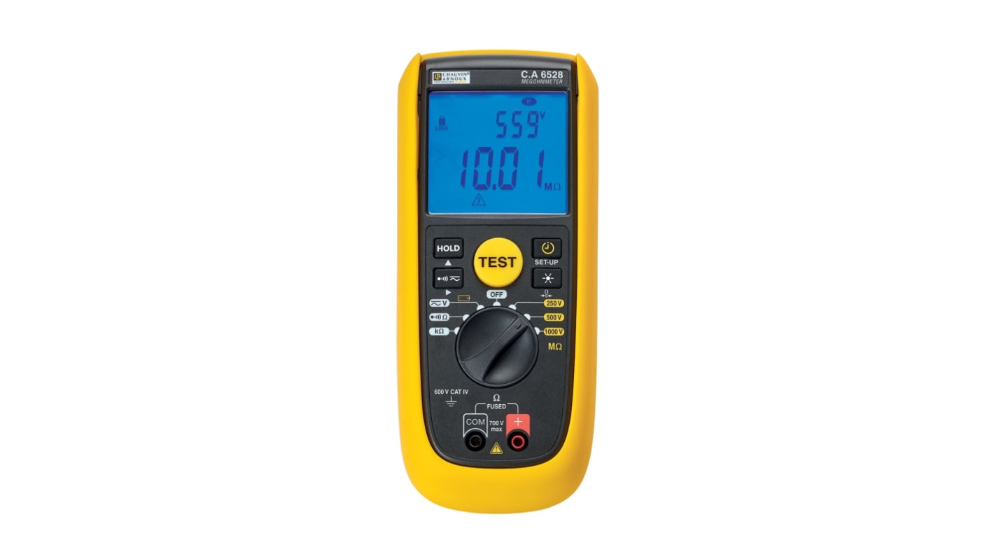 Chauvin Arnoux CA 6528 Insulation & Continuity Tester, 250V Min, 1000V Max, CAT IV - RS Calibration