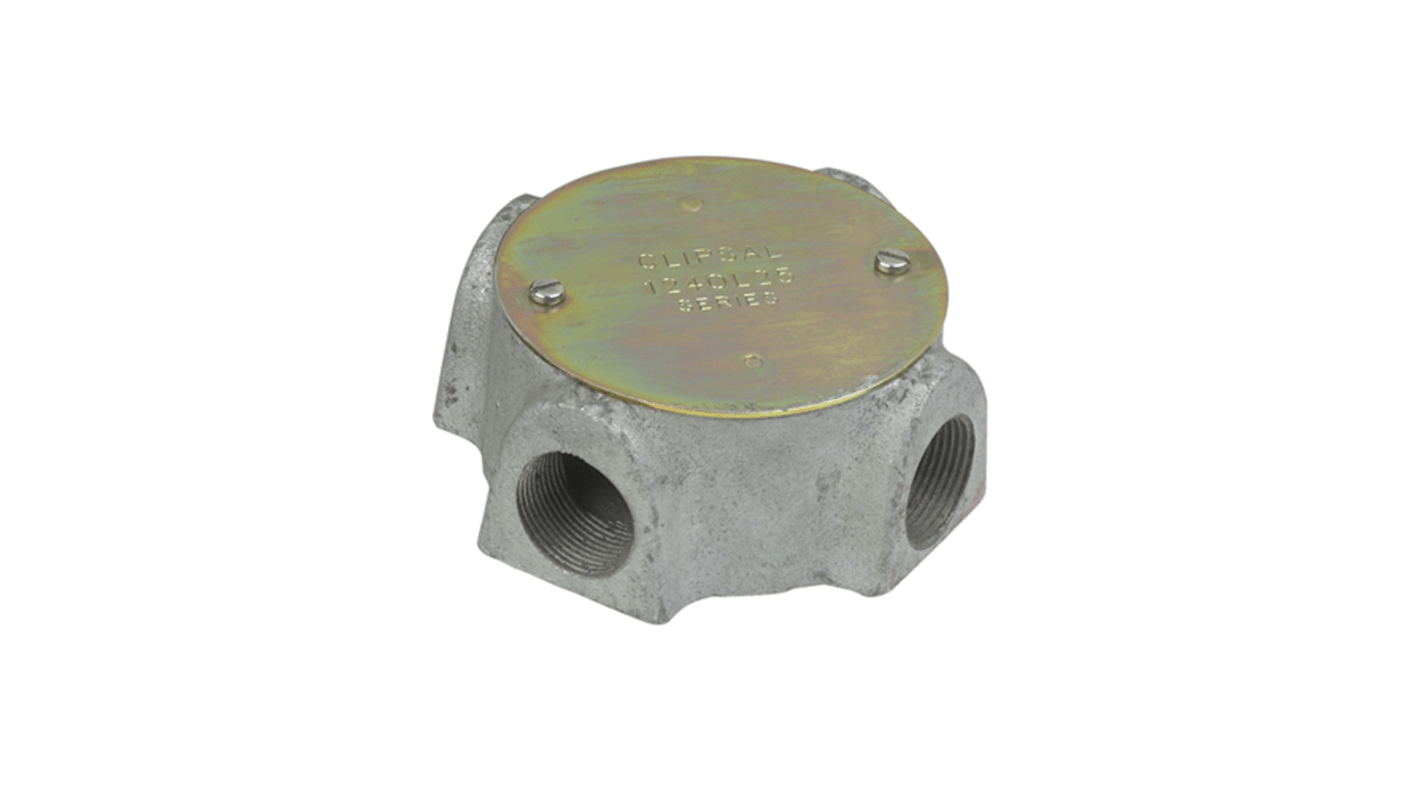 Clipsal Electrical Saturn Series Series Grey, Silver Cast Iron Junction Box, 3 Terminals