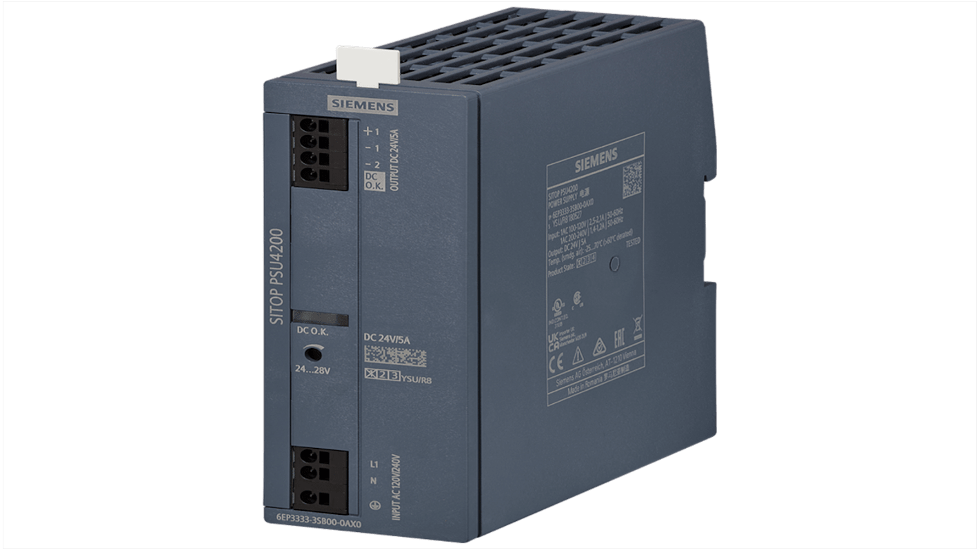 Siemens SITOP PSU4200 24 V / 20 A -Phasen DIN-Schienen Netzteil, 120 V ac, 240 V ac, 24V dc / 5A