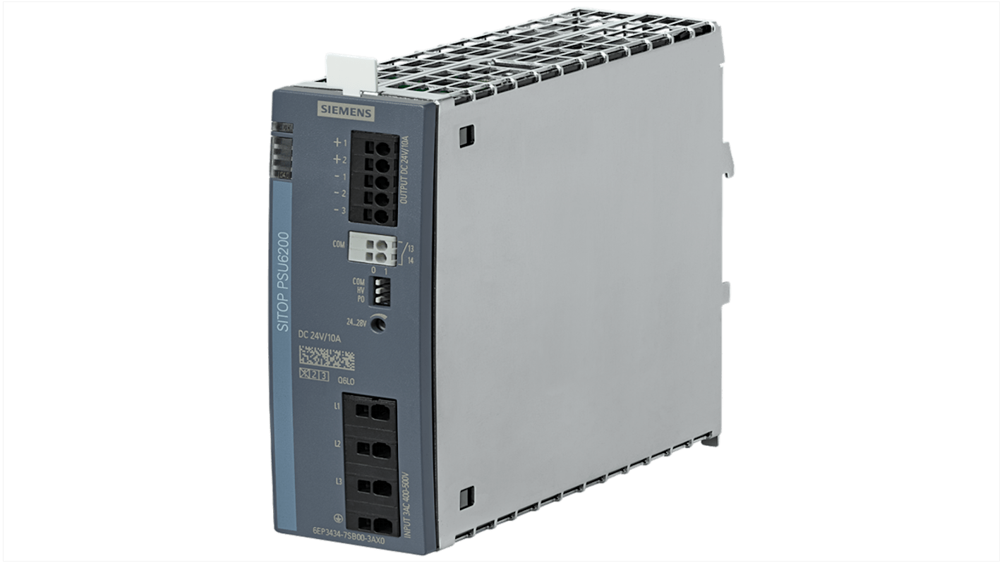 Siemens 6EP3434 DIN-Schienen Netzteil, 400 → 500V ac, 24V dc / 10A