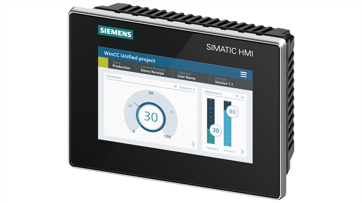 Siemens 6AG1128-3GB06-4AX1, SIPLUS, HMI-Panel, MTP700 Unified Comfort, TFT, 800 x 480pixels, 7 Zoll