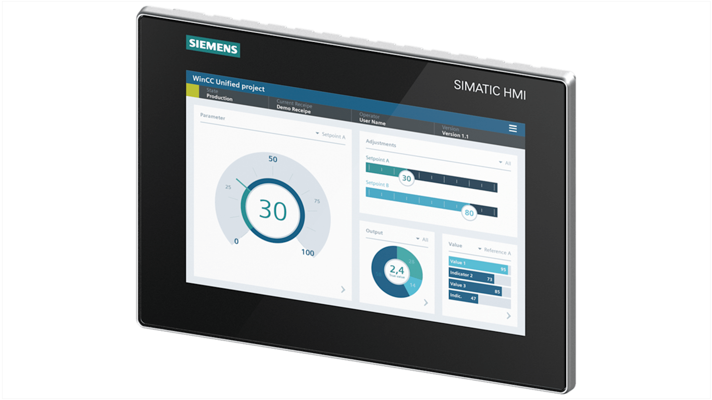 Siemens 6AV2128 Series MTP1000 Unified Comfort HMI Panel - 10.1 in, TFT Display, 1280 x 800
