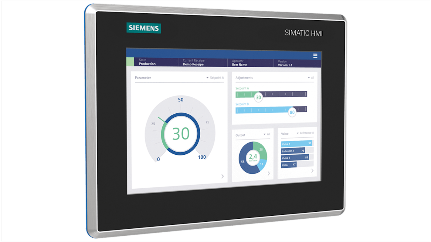 Siemens 6AV2128 Series MTP700 Unified Comfort HMI Panel - 7 in, TFT Display