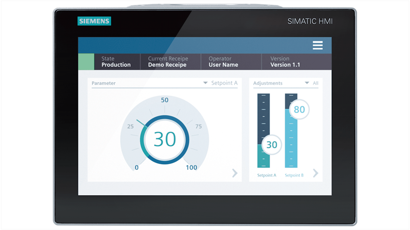 Siemens 6AV2128 Series MTP1200 Unified Comfort HMI Panel - 12.1 in, TFT Display, 1280 x 800