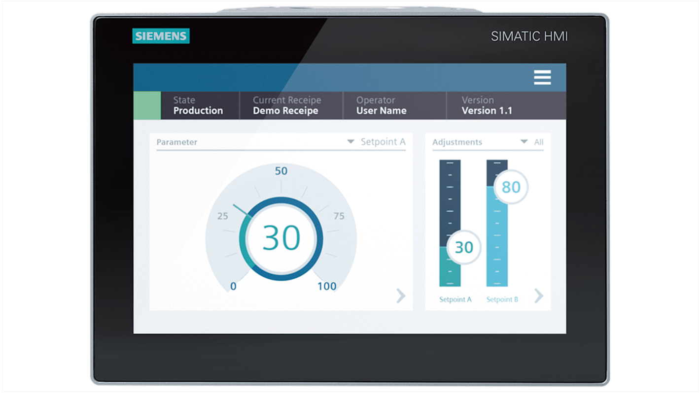 Siemens 6AV2128 Series MTP1200 Unified Comfort HMI Panel - 12.1 in, TFT Display, 1280 x 800pixels