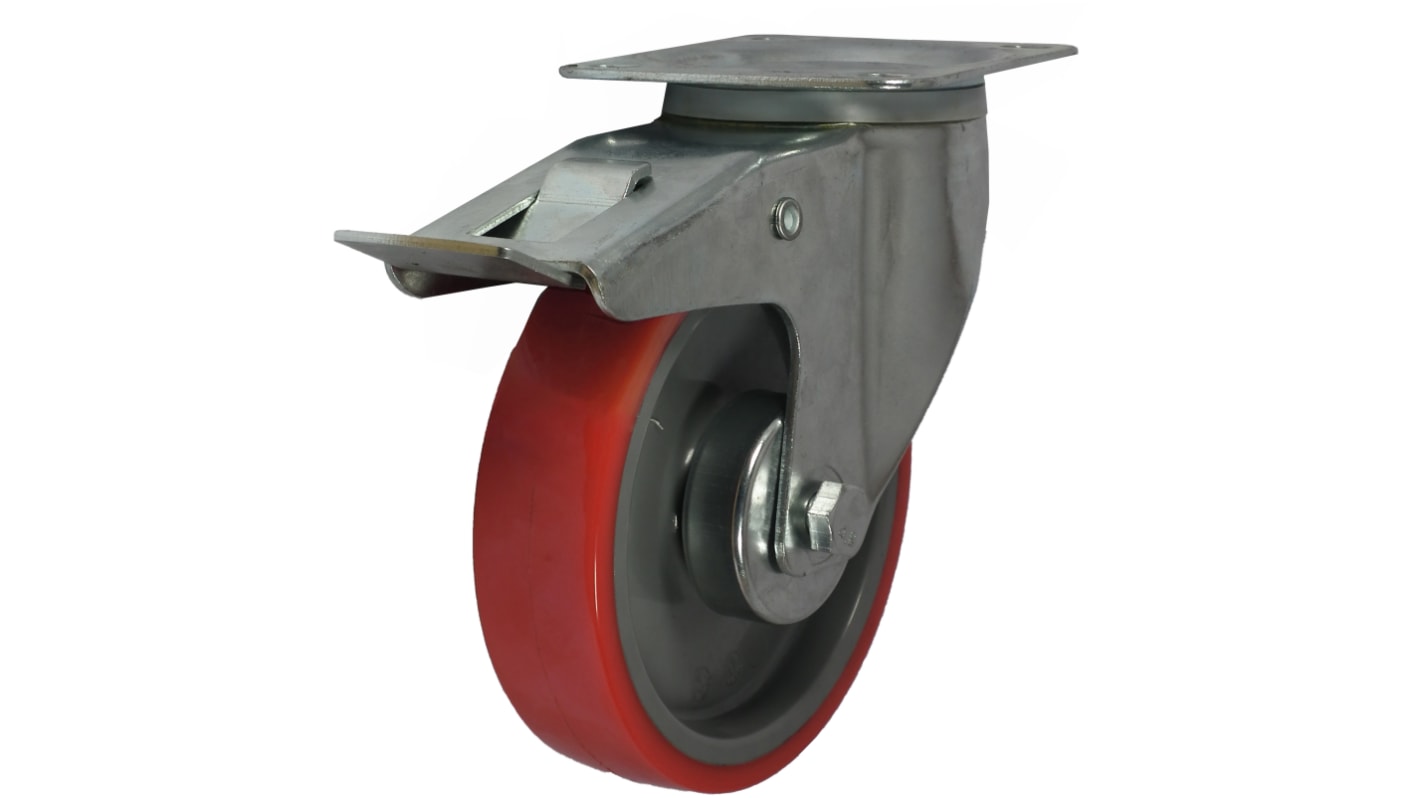 RS PRO Braked Swivel Castor Wheel, 150kg Capacity, 100mm Wheel