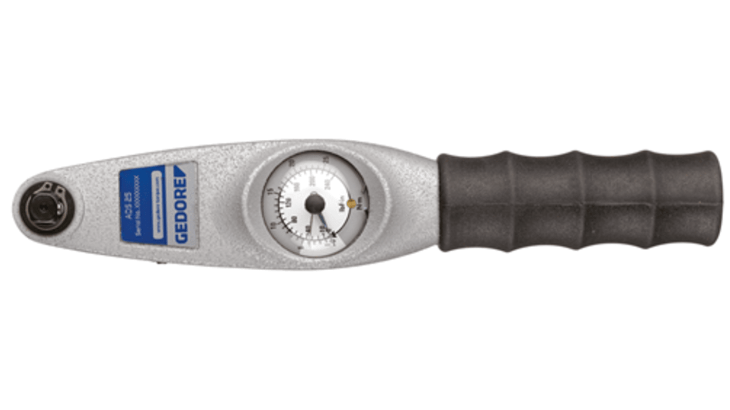 Gedore ADS 25 S Dial Torque Wrench, 5 → 25Nm, 3/8 in Drive, Square Drive, 61 x 45mm Insert