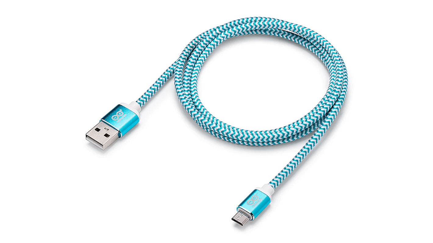 Arduino 电缆, Arduino USB 2.0 A/Micro1M型缆线用于快速、轻松地连接设备。这款电缆采用时尚的白色和茶色设计以及耐用的尼龙编织护套，在保证线缆安全的同时还能脱颖而出。
