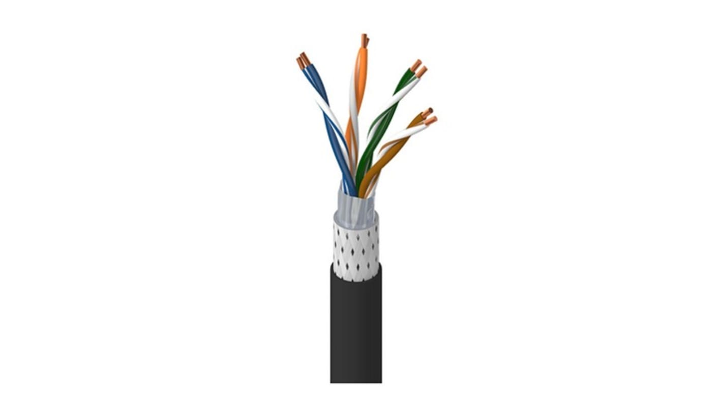 Cable Ethernet Cat5e apantallado Belden de color Negro, long. 100m, funda de Polietileno (PE), IEC 60332-1