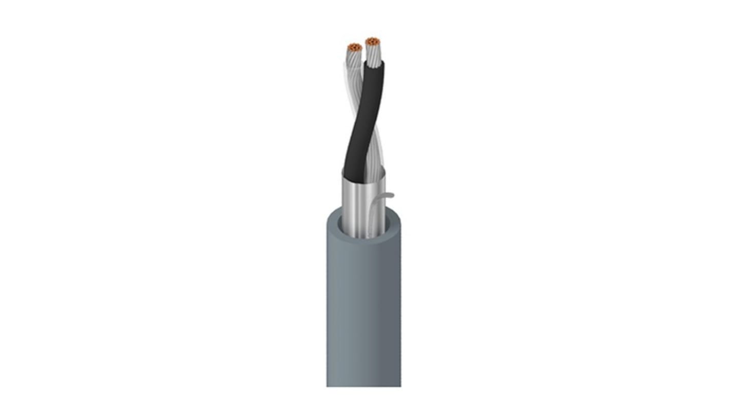 Cable de datos apantallado Datos Belden 8760 de 2 conductores, 0.75 mm2, 18 AWG, long. 152m Cromo
