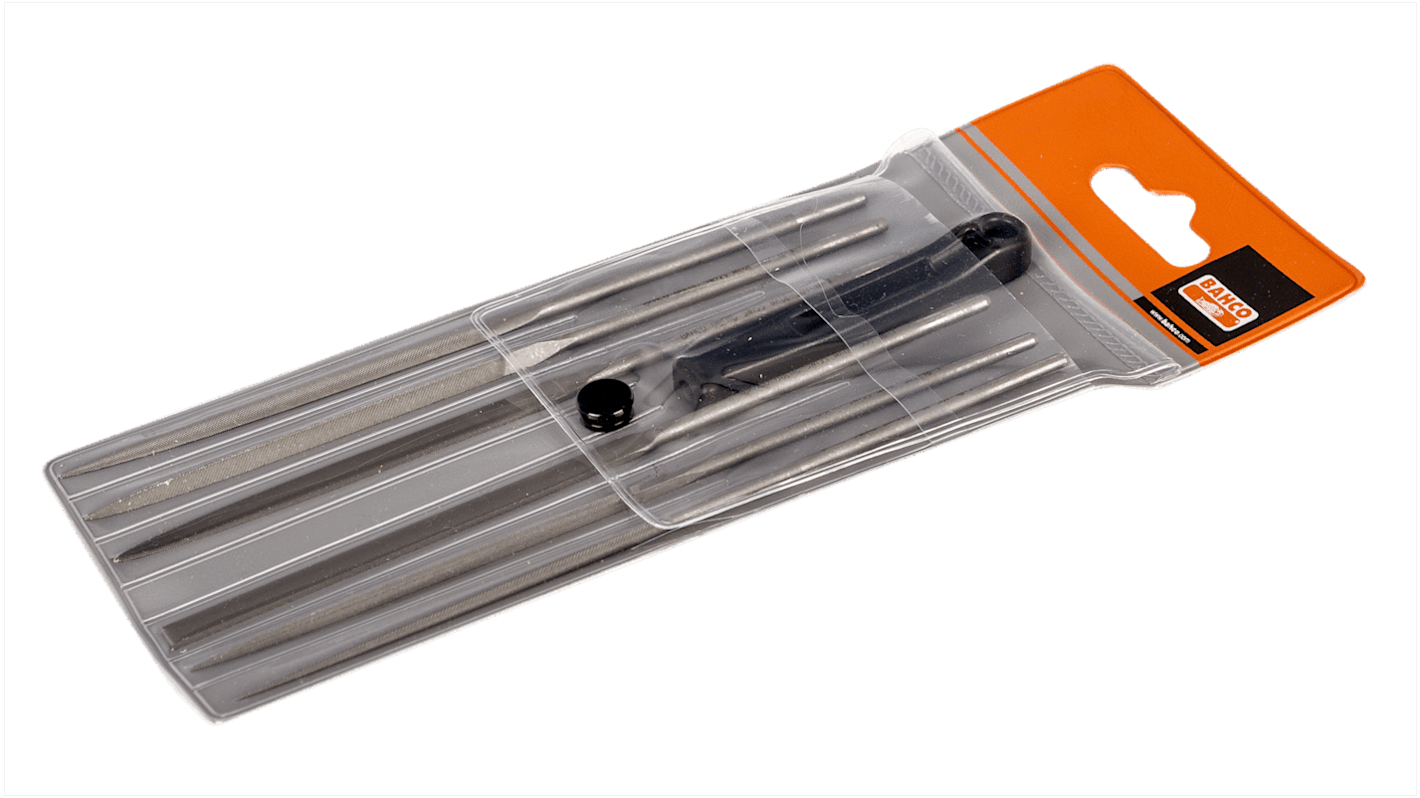 Bahco 160mm, Second Cut, Flat, Half Round, Round, Square Needle File Set With Soft-Grip Handle