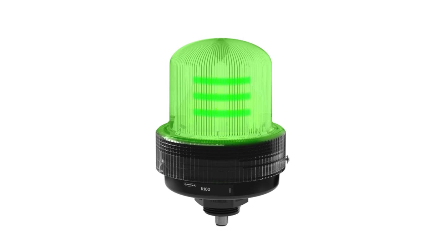 Banner K100 Series Green Multiple Effect Beacon, 12 → 48 V dc, Base Mounted, LED Bulb, IP66