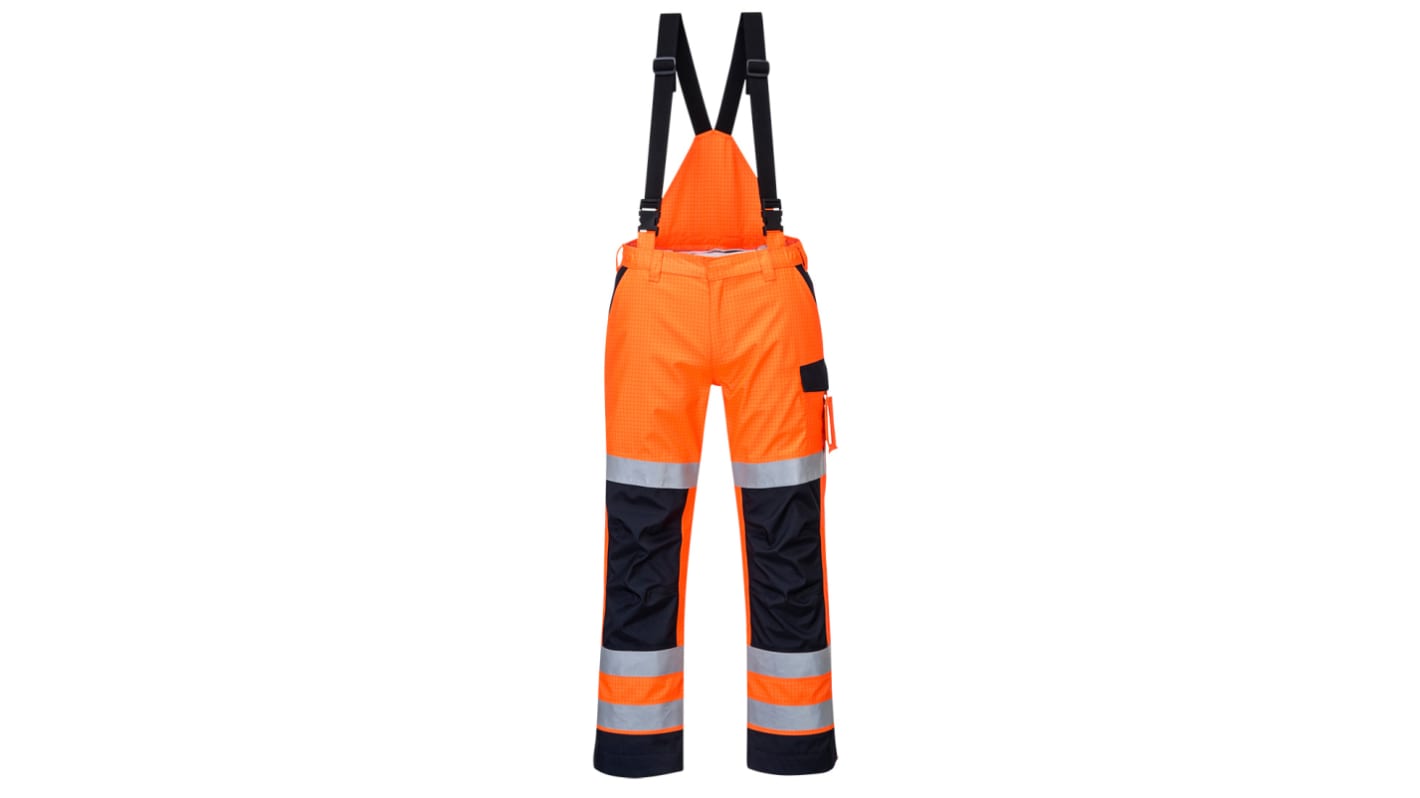 Portwest MV71 Unisex Hose Regenhose, Kohlenstofffaser, Polyester Orange/Marine, Größe 108 → 112cm / 42 →