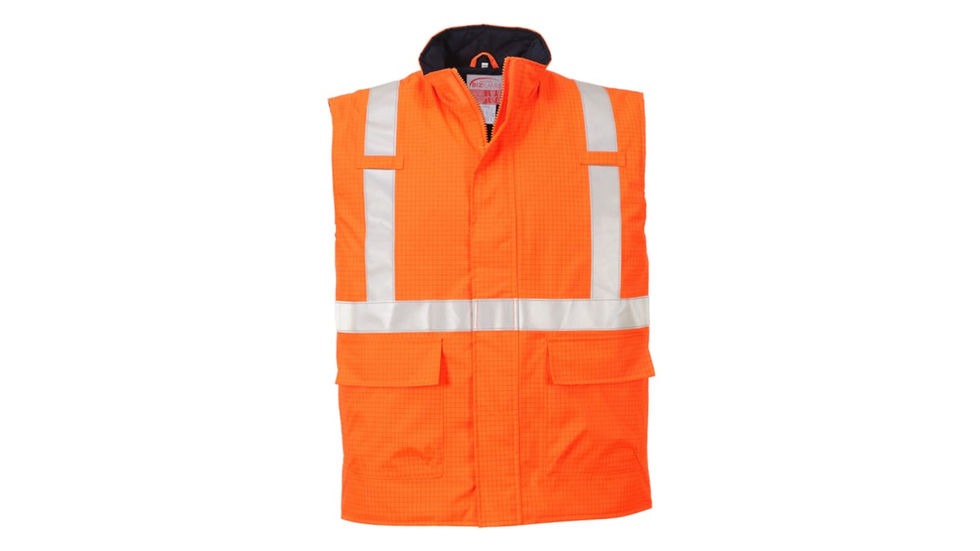 Gilet ad alta visibilità Arancione Portwest, L, Ritardante la fiamma, chiusura con Velcro