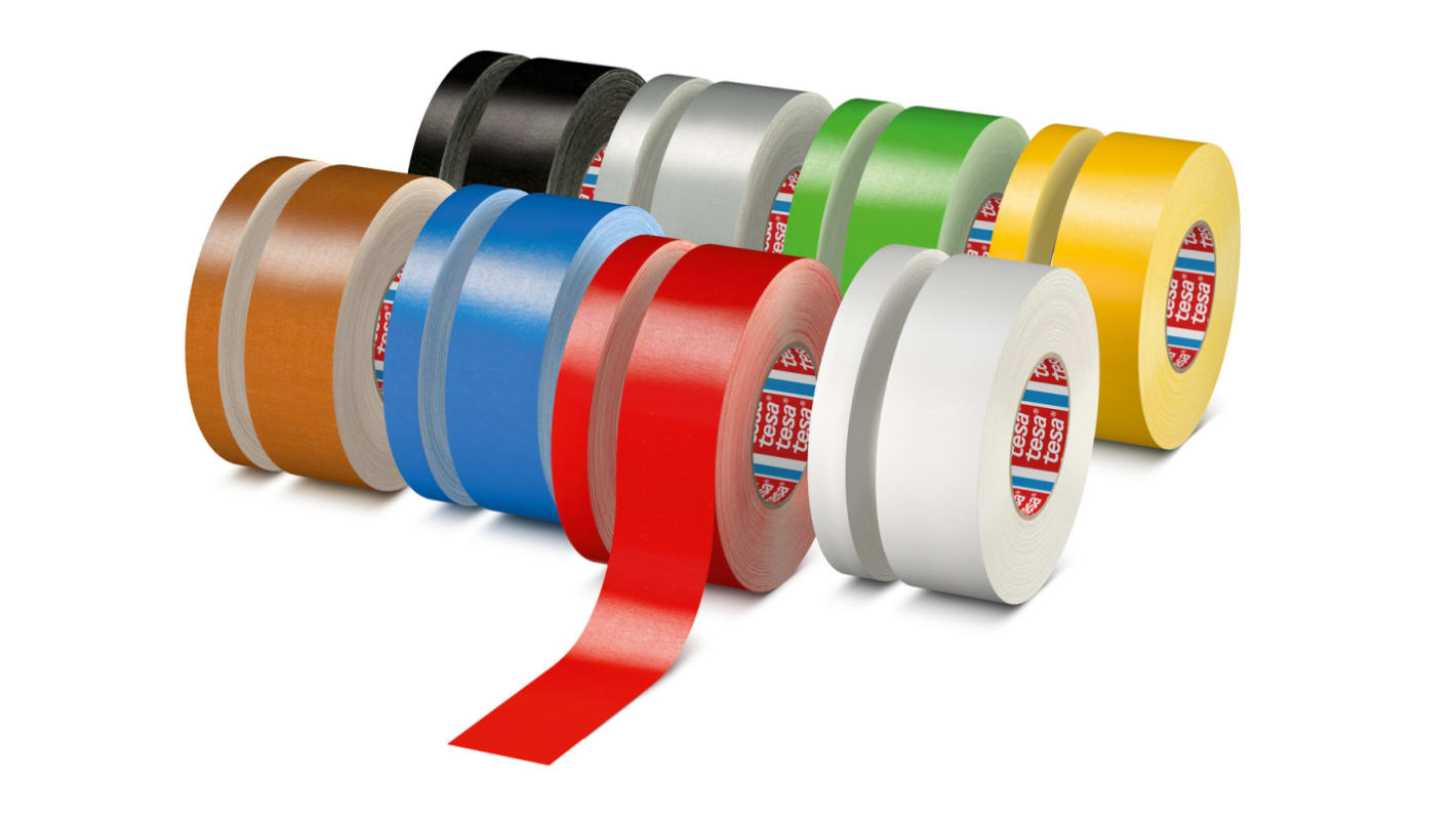 Cinta adhesiva de tela, Tejido con revestimiento acrílico Tesa 4651 de color Blanco, 50mm x 25m, grosor 0.31mm