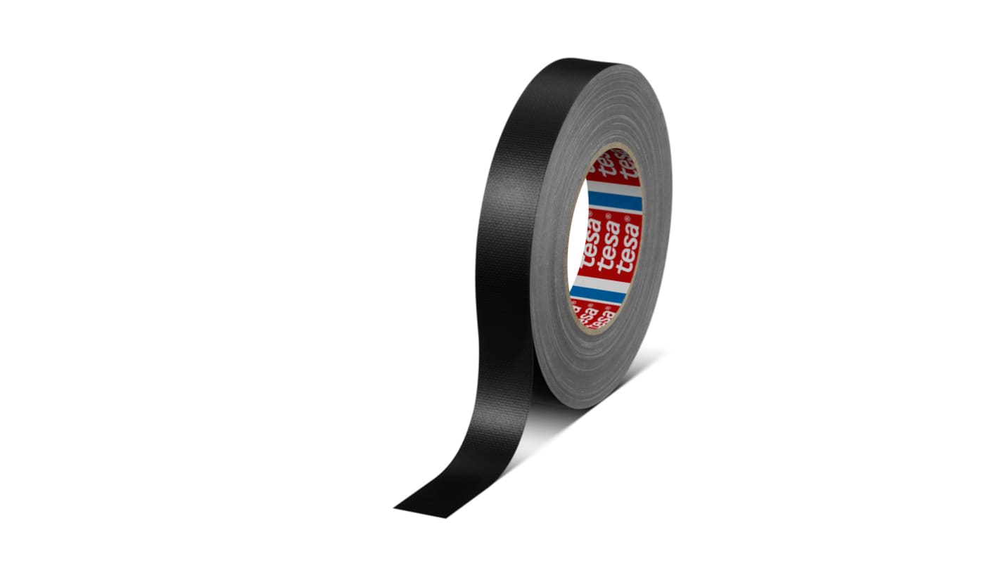 Cinta adhesiva de tela, Tejido de PE extruído Tesa 04688-00005 de color Negro, 25 x 50, grosor 0.26mm