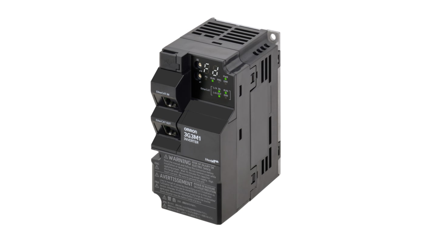 Omron Variable Speed Drive, 0.4 kW, 3 Phase, 200 V ac, 2 A, M1 Series