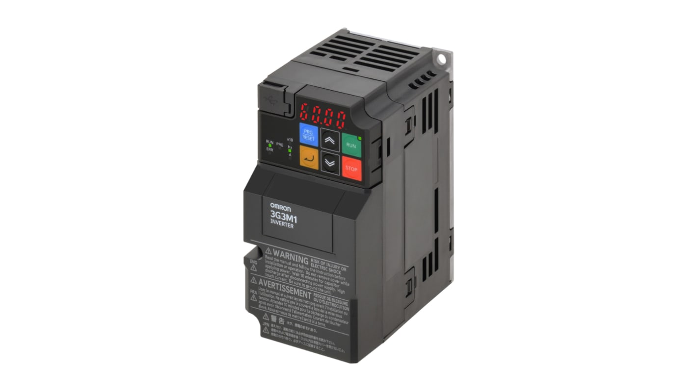 Omron Variable Speed Drive, 0.75 kW, 3 Phase, 200 V ac, 3.5 A, M1 Series