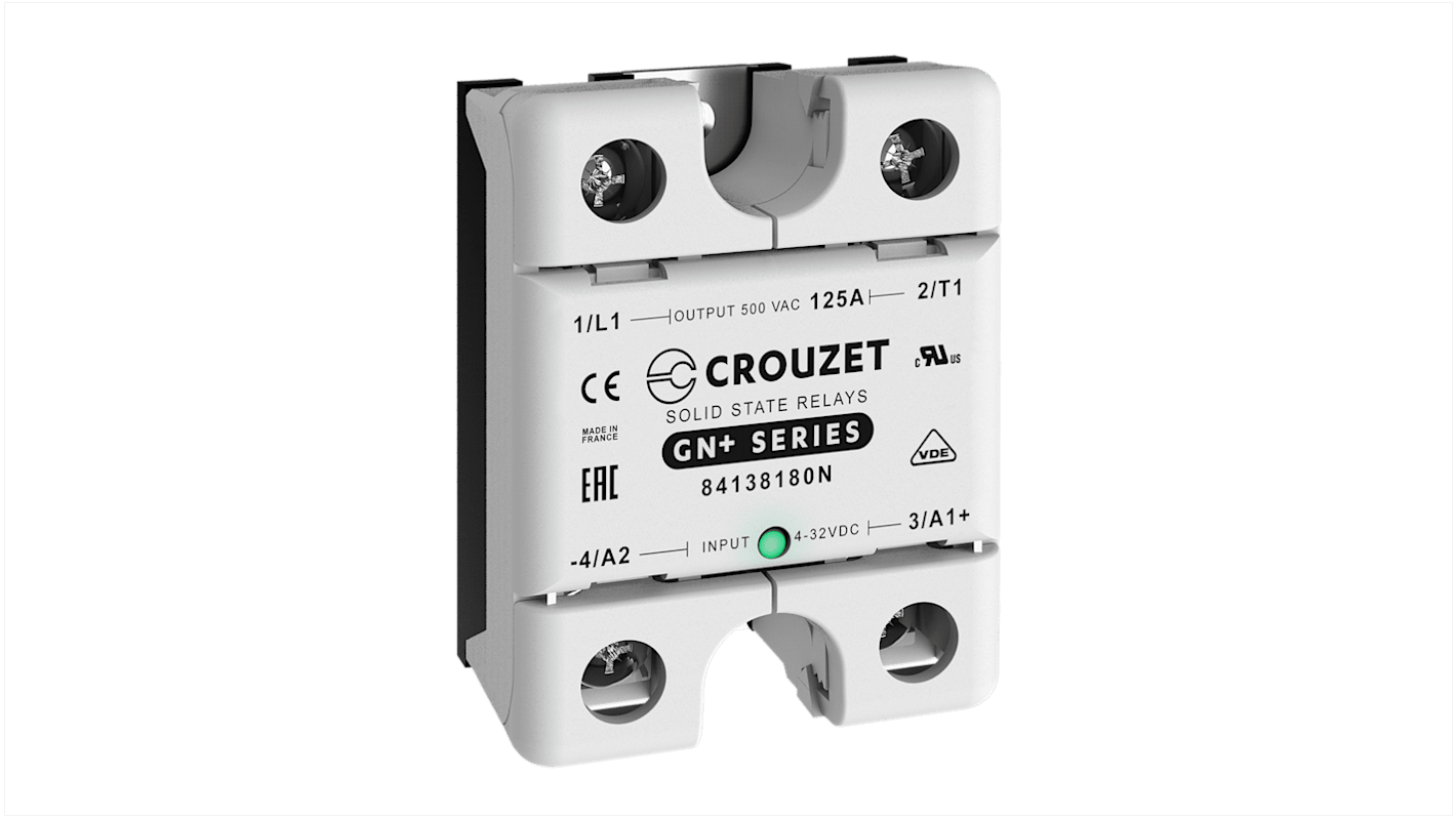 Crouzet Halvlederrelæ, Køleplade-montering, Maks. 500 V vekselstrøm, 125 A