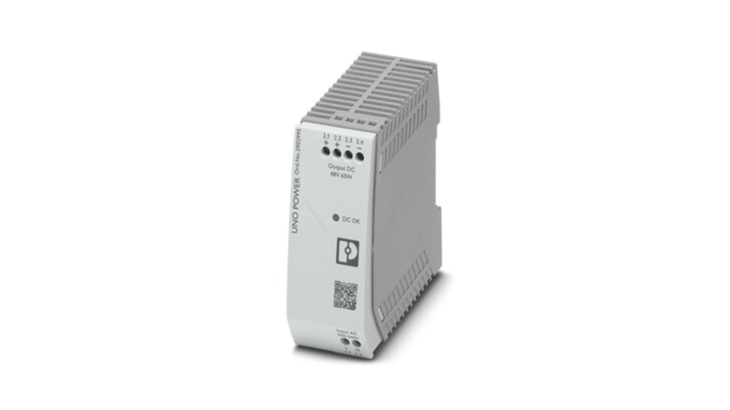 Phoenix Contact UNO POWER Power Supply, 100 → 240V ac ac Input, 48V dc dc Output, 1.25A Output, 60W