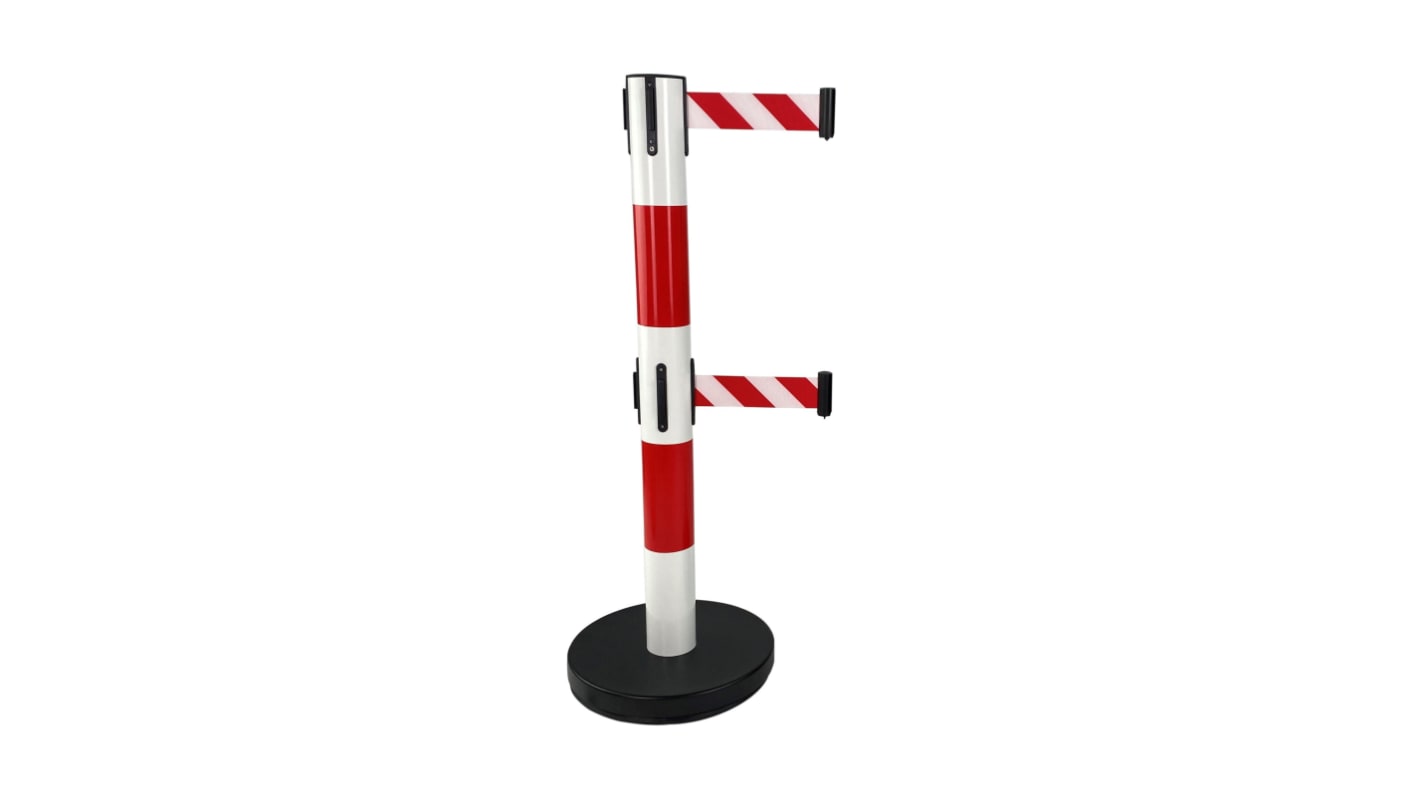 Viso Red & White Steel Retractable Barrier, 4m, Red, White Tape