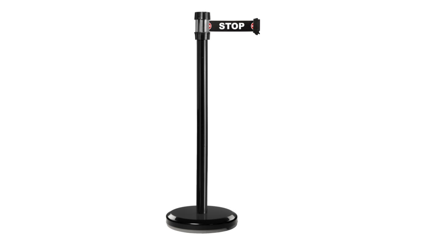 Viso Black Steel Barrier Post, 2m, Black Tape